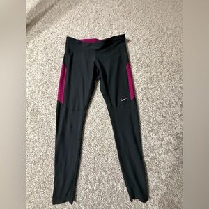 Black & Magenta Nike Dri-FIT Running Leggings – Size Small